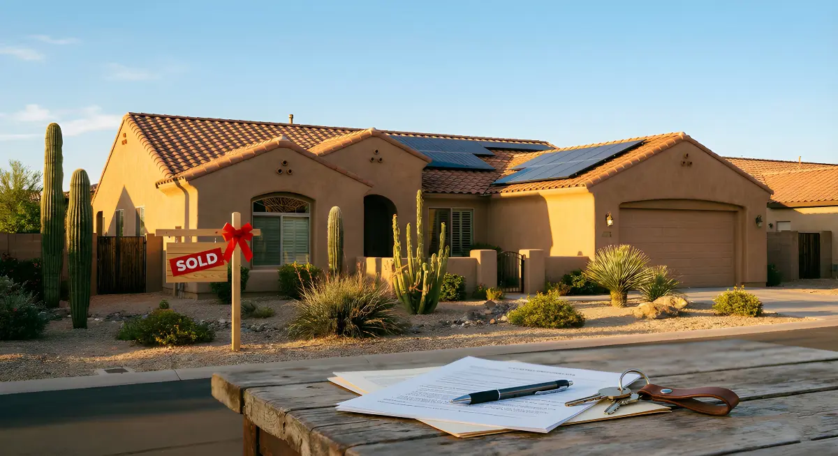 Arizona home with solar panel paperwork.